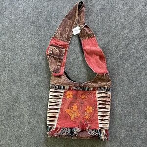 The Collection Royal Sling‎ Bag Womens Large Brown Boho Cotton Crossbody Floral